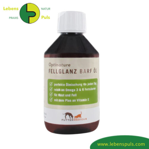 Optinature Fellglanz Barf Öl | optimales Barf Öl von Futtermedicus | Barf Hund + Katze 2 Futtermittelergaenzung Futtermedicus Optinature Fellglanz Barf Öl 250ml