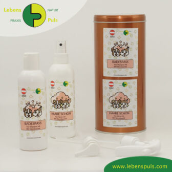 Aktion Badespass Haareschön Fellpflege mit Neembaumöl Hund und Katze mit verschiedenen Aufsätzen LebensPuls