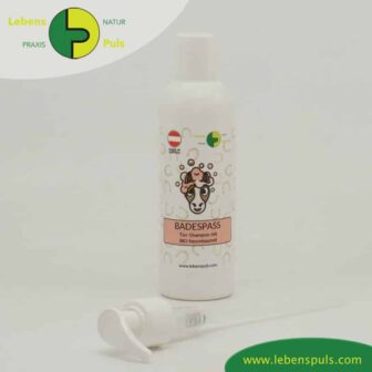 Badespass Tiershampoo mit Neembaumöl Pferd mit Kippverschluss und Pumpe LebensPuls