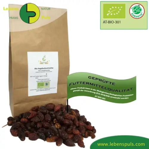 BIO Hagebutten | Früchte im Ganzen | für Pferde | wertvolle Nahrungsergänzung für Futtermittel 7 Einzelfuttermittel Natürlich Pferd BIO Hagebutten Immunsystem Vitamin C