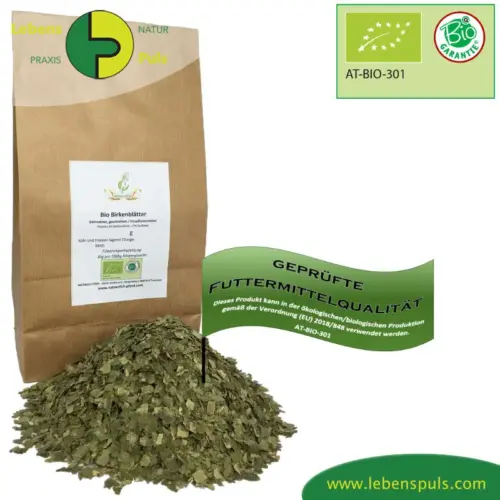 BIO Birkenblätter | Blätter geschnitten | Kräuter für Pferde | wertvolle Nahrungsergänzung für Futtermittel 7 Einzelfuttermittel Natürlich Pferd BIO Birkenblätter blutreinigend harntreibend