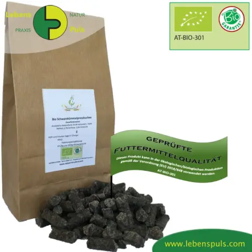 BIO Schwarzkümmel Presskuchen, Pellets | Presskuchen für Pferde | besonderes Futtermittel als Nahrungsergänzung 9 Einzelfuttermittel Natürlich Pferd BIO Schwarzkümmel Presskuchen Asthma Allergien