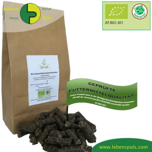 BIO Sonnenblumen Presskuchen, grobes Granulat | Presskuchen fΓΌr Pferde | besonderes Futtermittel als NahrungsergΓ€nzung 9 Einzelfuttermittel NatΓΌrlich Pferd BIO Sonnenblumen Presskuchen Verdauung Haut entzΓΌndungshemmend