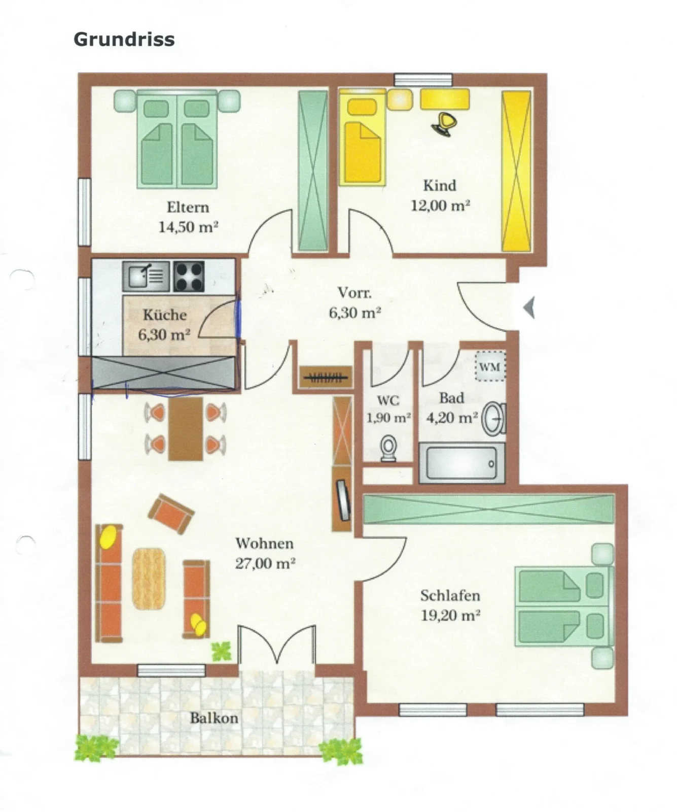 Wohnung Feldkirch zu vermieten 92 qm, Grudriss
